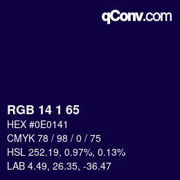 Color code: RGB 14 1 65 | qconv.com