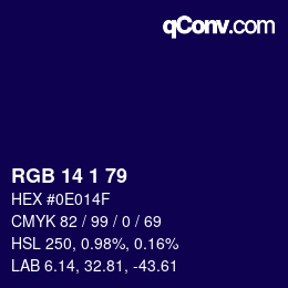 Color code: RGB 14 1 79 | qconv.com