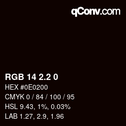 カラーコード: RGB 14 2.2 0 | qconv.com