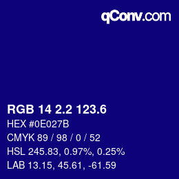 カラーコード: RGB 14 2.2 123.6 | qconv.com