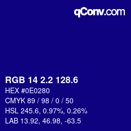 カラーコード: RGB 14 2.2 128.6 | qconv.com