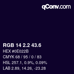 カラーコード: RGB 14 2.2 43.6 | qconv.com
