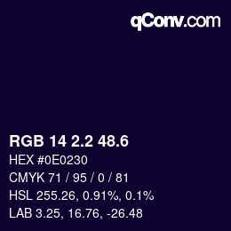 カラーコード: RGB 14 2.2 48.6 | qconv.com