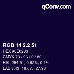 カラーコード: RGB 14 2.2 51 | qconv.com