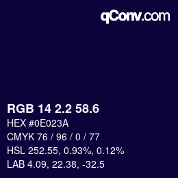 カラーコード: RGB 14 2.2 58.6 | qconv.com