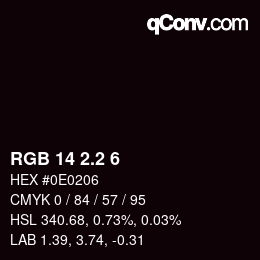 カラーコード: RGB 14 2.2 6 | qconv.com