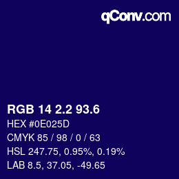 カラーコード: RGB 14 2.2 93.6 | qconv.com