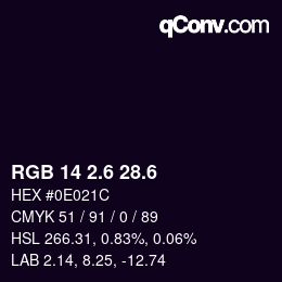カラーコード: RGB 14 2.6 28.6 | qconv.com