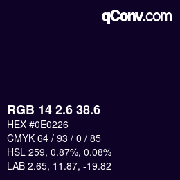 カラーコード: RGB 14 2.6 38.6 | qconv.com