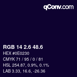 カラーコード: RGB 14 2.6 48.6 | qconv.com