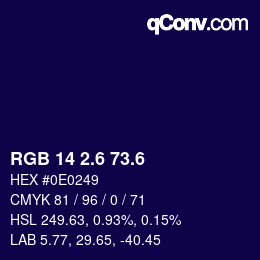 カラーコード: RGB 14 2.6 73.6 | qconv.com