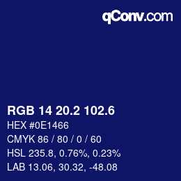 カラーコード: RGB 14 20.2 102.6 | qconv.com