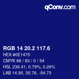 カラーコード: RGB 14 20.2 117.6 | qconv.com