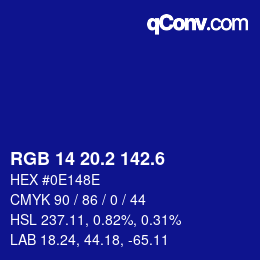 カラーコード: RGB 14 20.2 142.6 | qconv.com