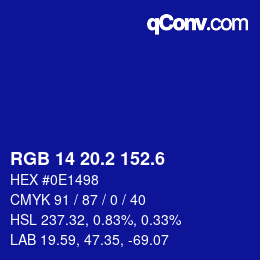 カラーコード: RGB 14 20.2 152.6 | qconv.com