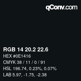 カラーコード: RGB 14 20.2 22.6 | qconv.com