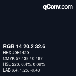 カラーコード: RGB 14 20.2 32.6 | qconv.com