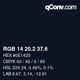 カラーコード: RGB 14 20.2 37.6 | qconv.com