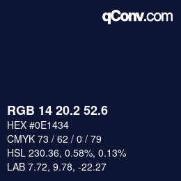 カラーコード: RGB 14 20.2 52.6 | qconv.com