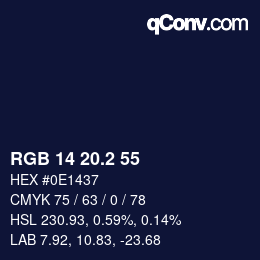 カラーコード: RGB 14 20.2 55 | qconv.com
