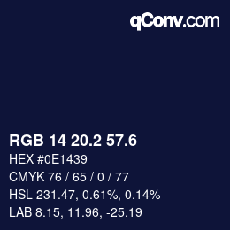 カラーコード: RGB 14 20.2 57.6 | qconv.com
