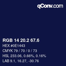 カラーコード: RGB 14 20.2 67.6 | qconv.com