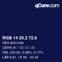 カラーコード: RGB 14 20.2 72.6 | qconv.com