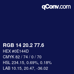 カラーコード: RGB 14 20.2 77.6 | qconv.com
