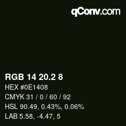 カラーコード: RGB 14 20.2 8 | qconv.com