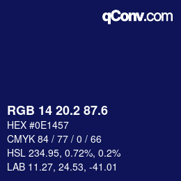 カラーコード: RGB 14 20.2 87.6 | qconv.com
