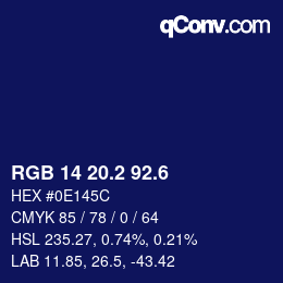 カラーコード: RGB 14 20.2 92.6 | qconv.com