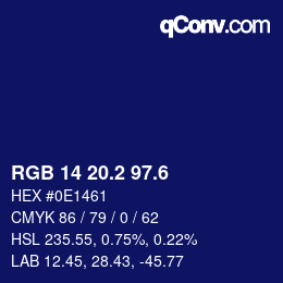 カラーコード: RGB 14 20.2 97.6 | qconv.com