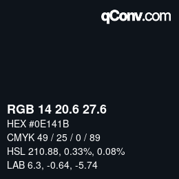 カラーコード: RGB 14 20.6 27.6 | qconv.com
