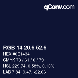 カラーコード: RGB 14 20.6 52.6 | qconv.com