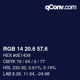 カラーコード: RGB 14 20.6 57.6 | qconv.com