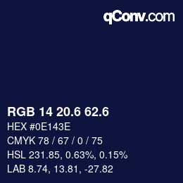 カラーコード: RGB 14 20.6 62.6 | qconv.com