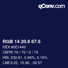 カラーコード: RGB 14 20.6 67.6 | qconv.com