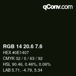 カラーコード: RGB 14 20.6 7.6 | qconv.com