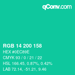 Color code: RGB 14 200 158 | qconv.com