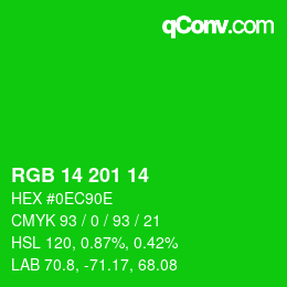 Color code: RGB 14 201 14 | qconv.com