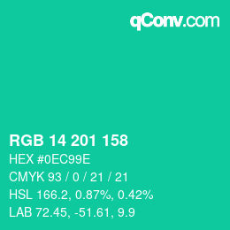 Color code: RGB 14 201 158 | qconv.com