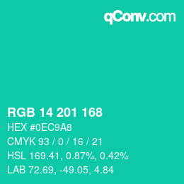 Color code: RGB 14 201 168 | qconv.com