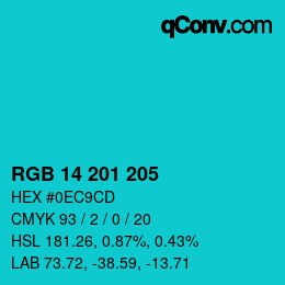 Color code: RGB 14 201 205 | qconv.com