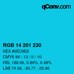 Color code: RGB 14 201 230 | qconv.com