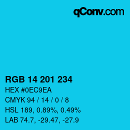 Color code: RGB 14 201 234 | qconv.com