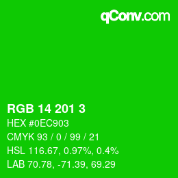 Color code: RGB 14 201 3 | qconv.com