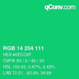 Color code: RGB 14 204 111 | qconv.com