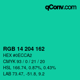 Color code: RGB 14 204 162 | qconv.com