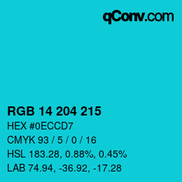 カラーコード: RGB 14 204 215 | qconv.com