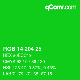 Color code: RGB 14 204 25 | qconv.com